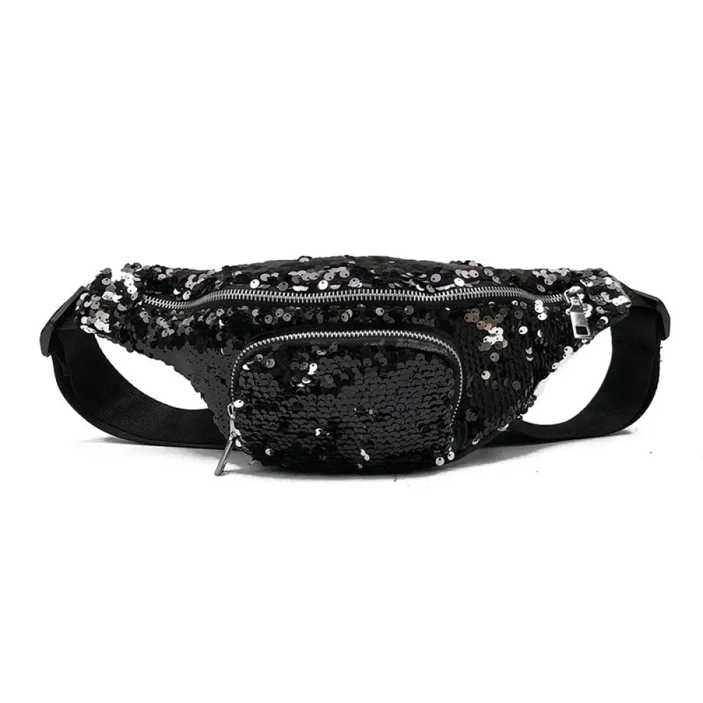 Sac banane femme paillettes noir - Noir - banane - Banane