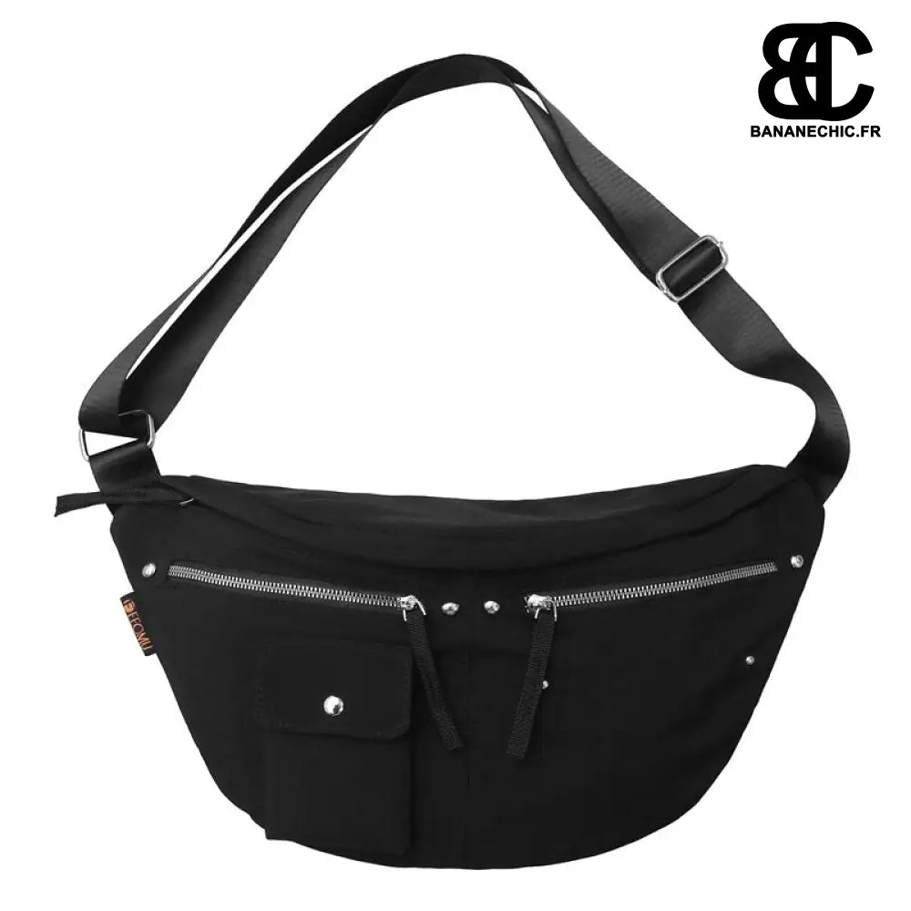 Sac banane géant bandoulière femme,noir - Noir - Banane -