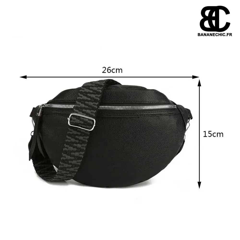 Sac banane grand cuir chic - Black - banane - Banane Chic ™