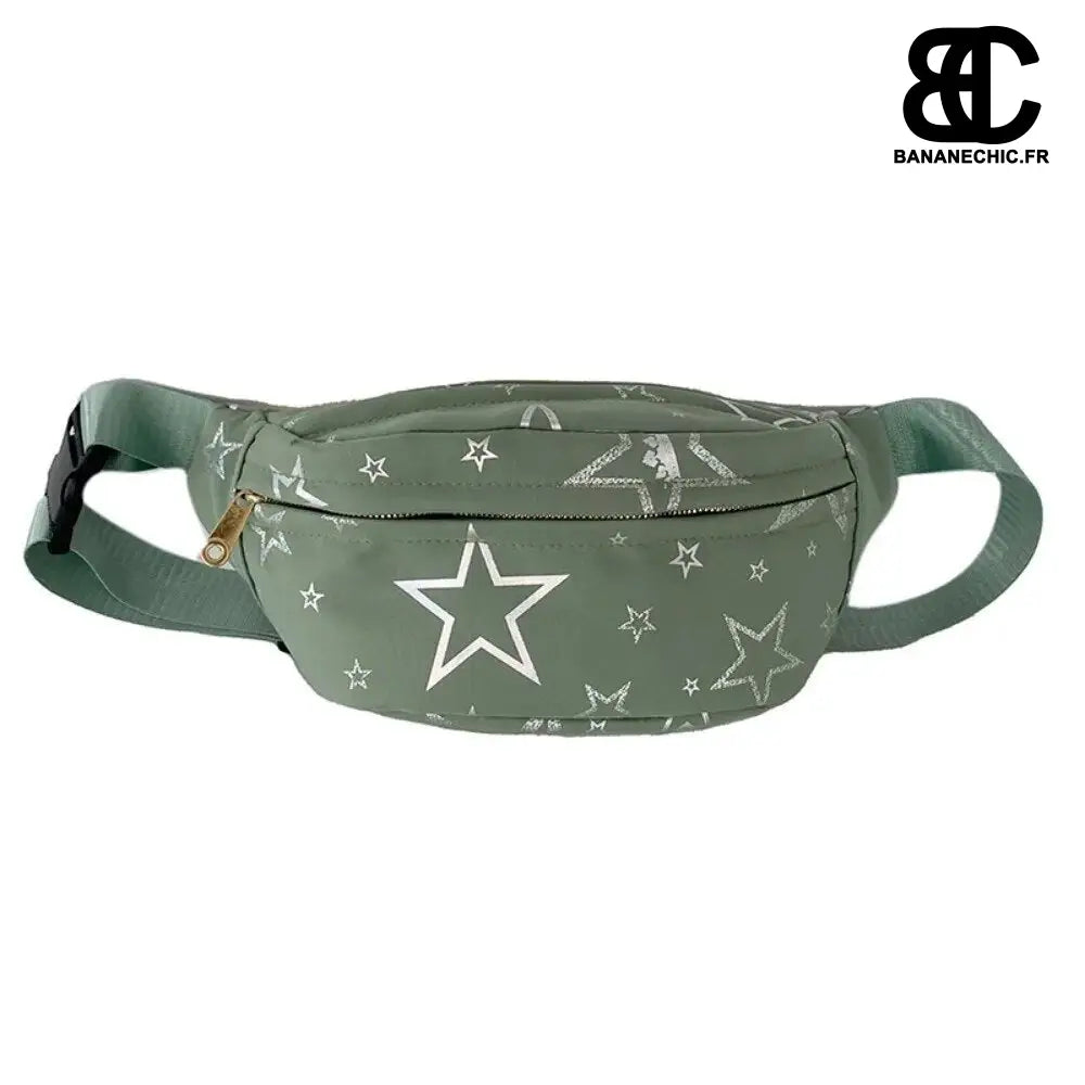 Sac banane gris étoilé en toile - Vert - banane - Banane