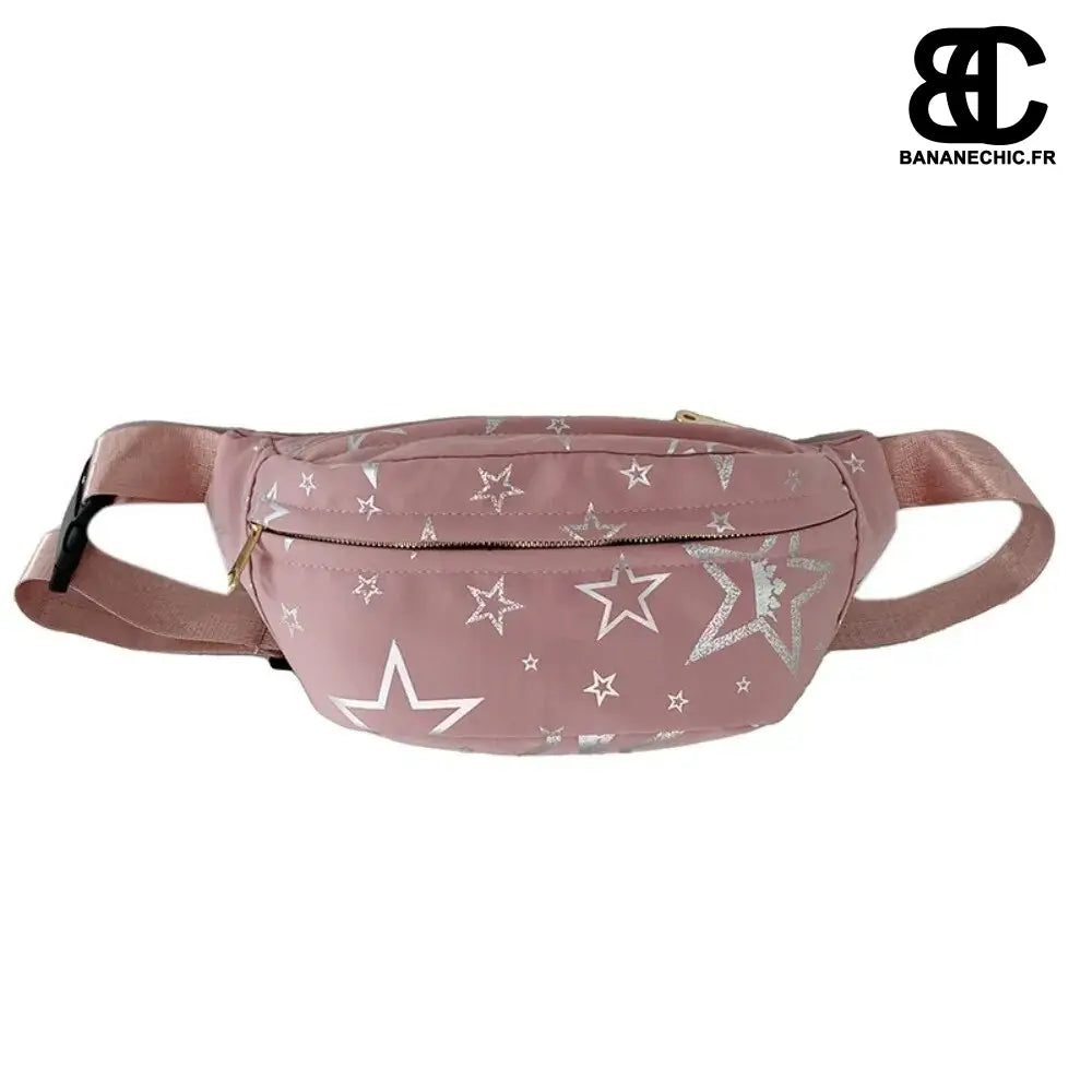 Sac banane gris étoilé en toile - Rose - banane - Banane