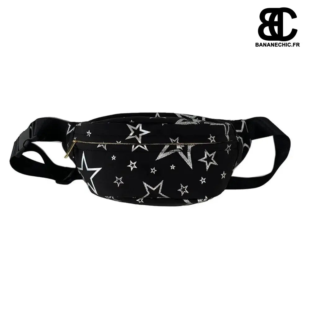 Sac banane gris étoilé en toile - banane - Banane Chic ™