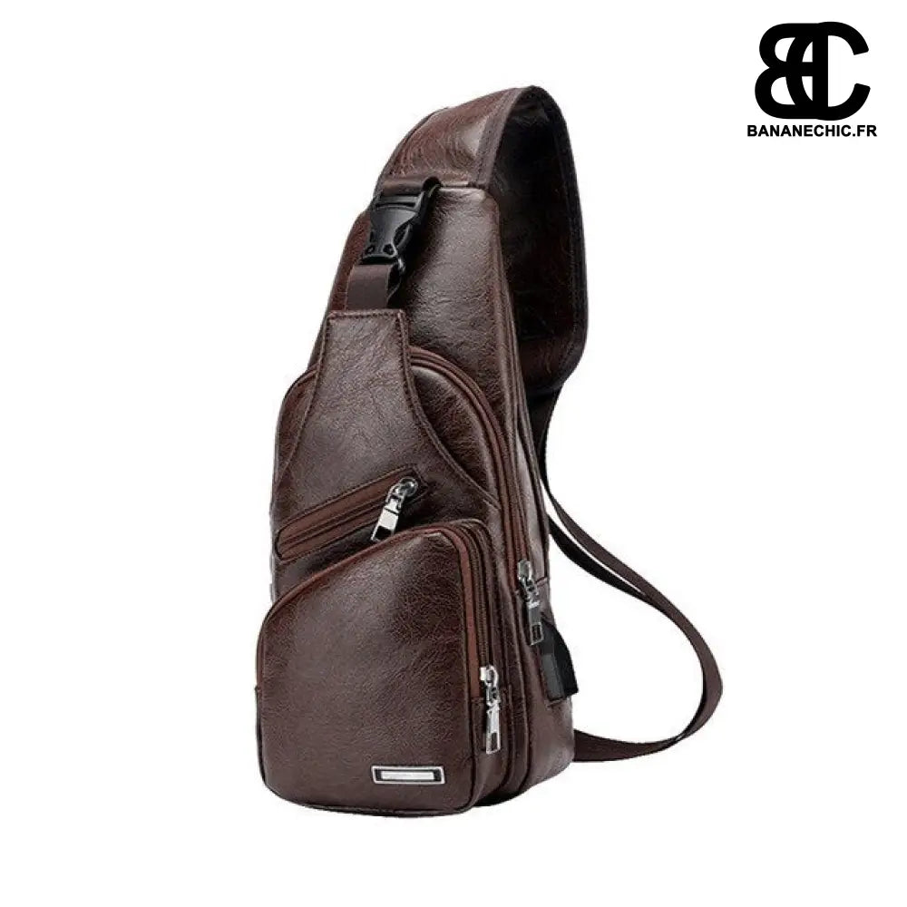 Sac banane homme bandoulière - Marron foncé - Banane -