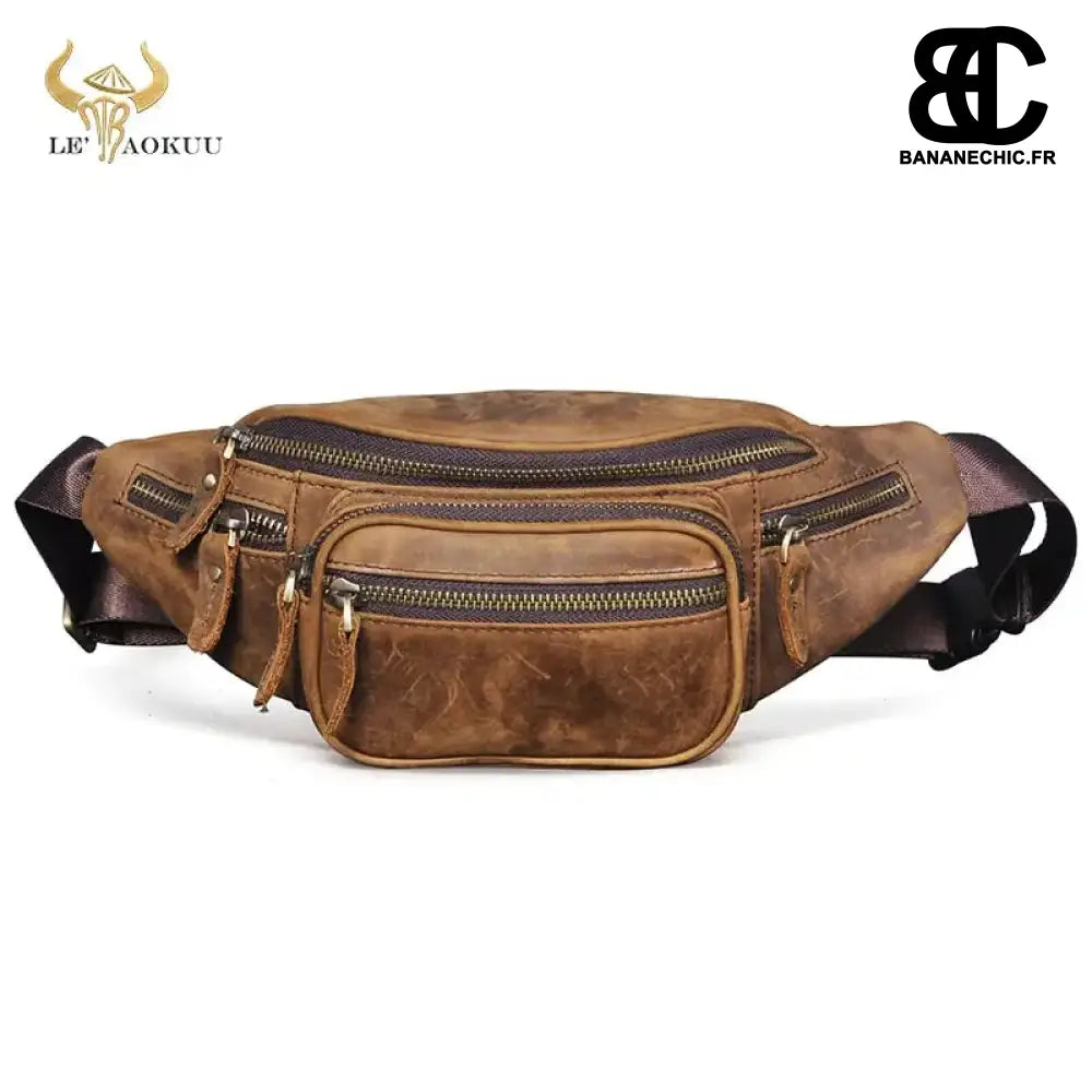 Sac Banane Homme Cuir - Marron - Sac Banane - Banane Chic ™