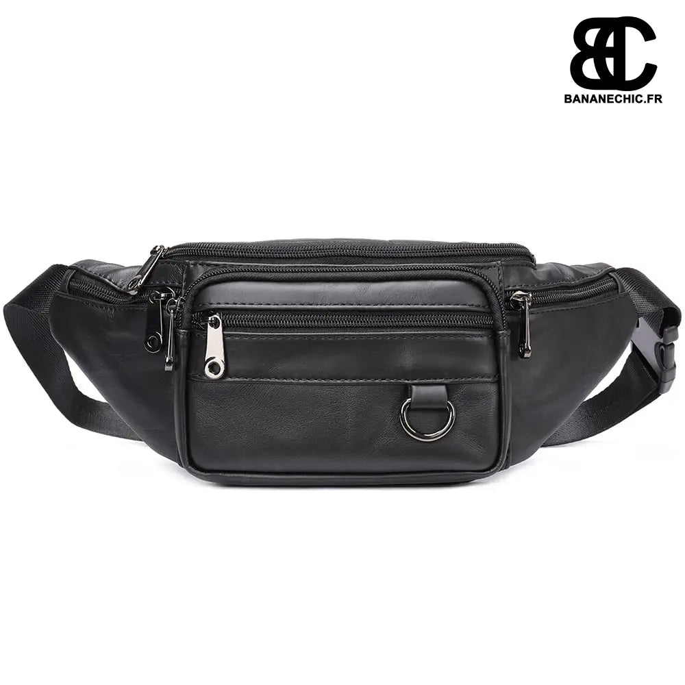 Sac Banane Homme Cuir - Noir - Sac Banane - Banane Chic ™