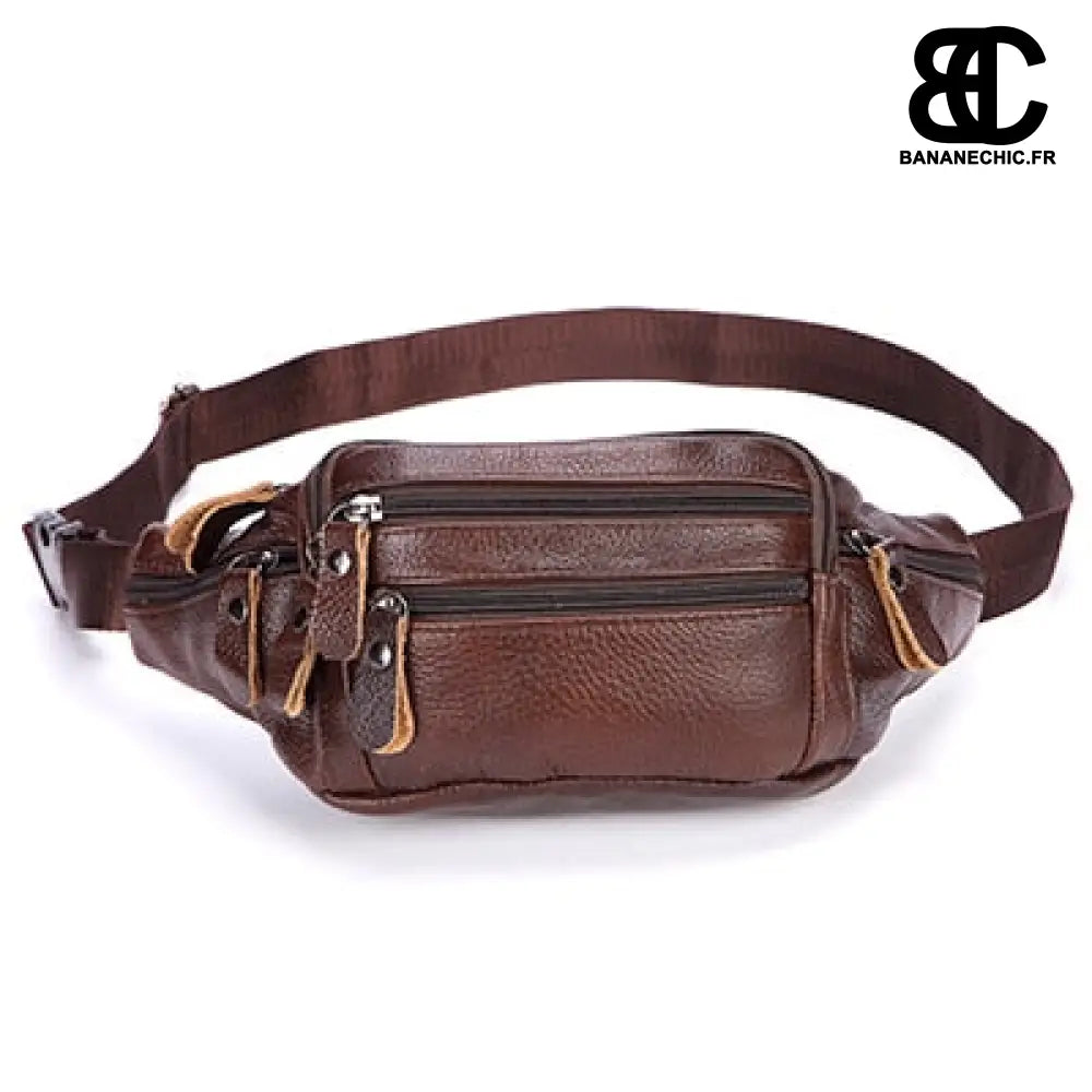 Sac banane homme cuir rétro - Café - Banane - Banane Chic ™