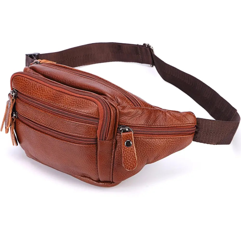 Sac banane homme cuir rétro - Marron - Banane - Banane Chic