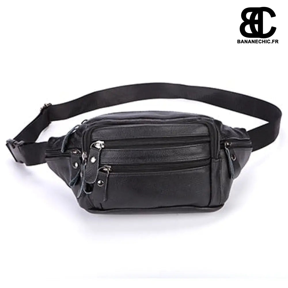 Sac banane homme cuir rétro - Noir - Banane - Banane Chic ™