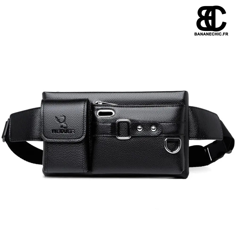 Sac banane homme discret cuir - Noir - Banane - Banane Chic