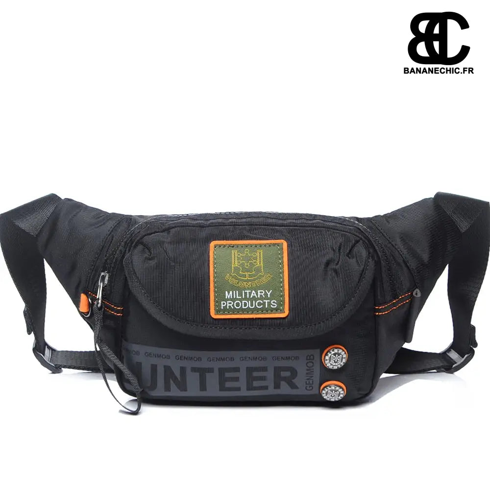 Sac banane homme sportif et multipoche - Noir - Banane -