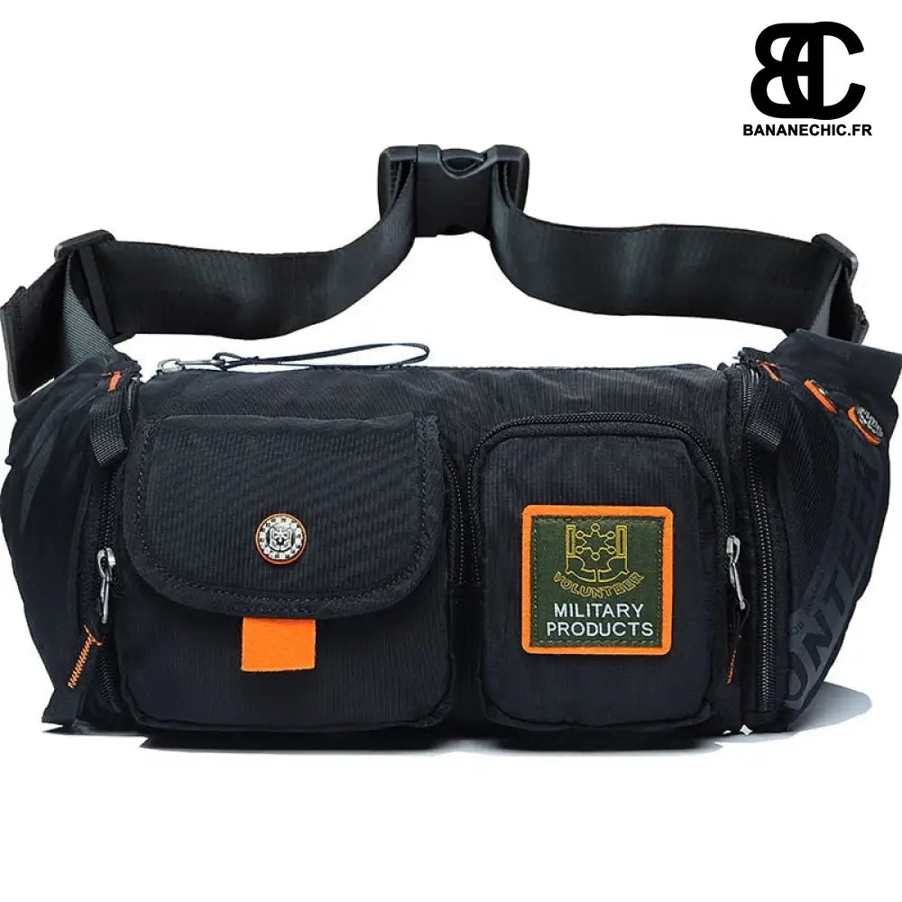 Sac banane homme voyage multi-poches. - Noir - Banane -