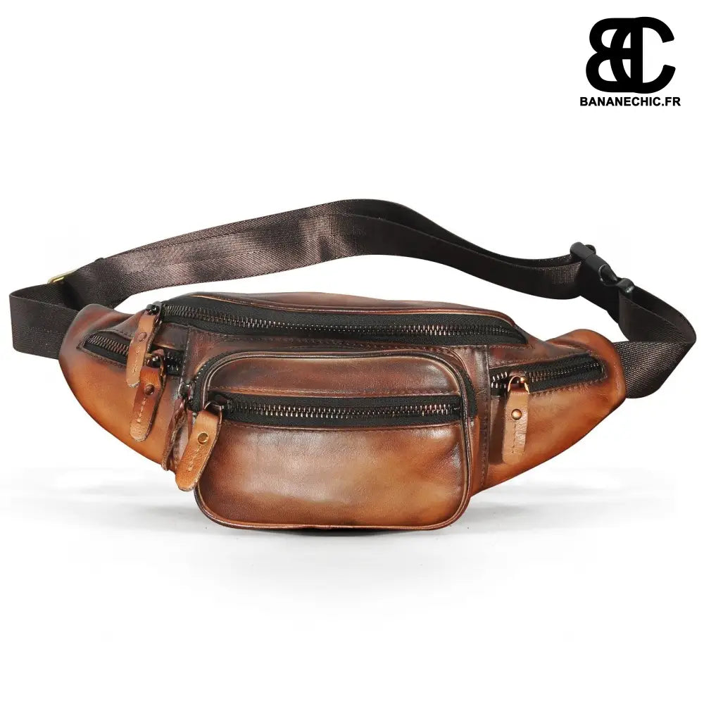 Sac banane lisse en marron - Doré - Banane - Banane Chic ™