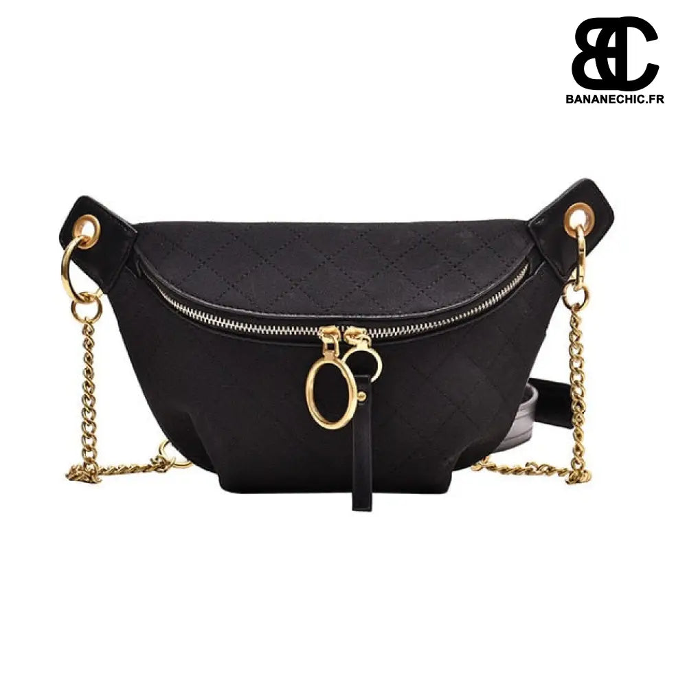 Sac Banane Luxe Noir Cuir - Noir - Banane - Banane Chic ™