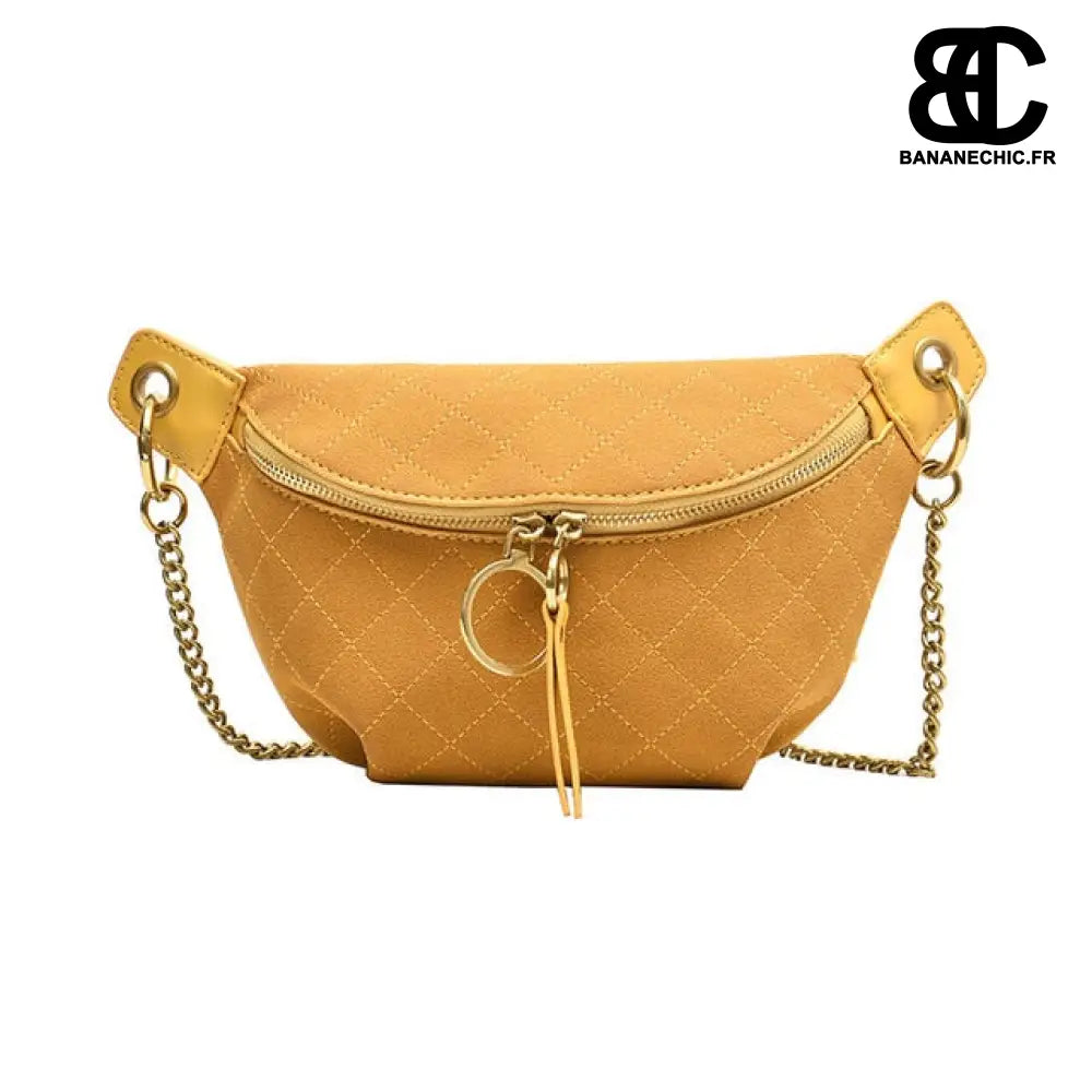 Sac Banane Luxe Noir Cuir - Jaune - Banane - Banane Chic ™