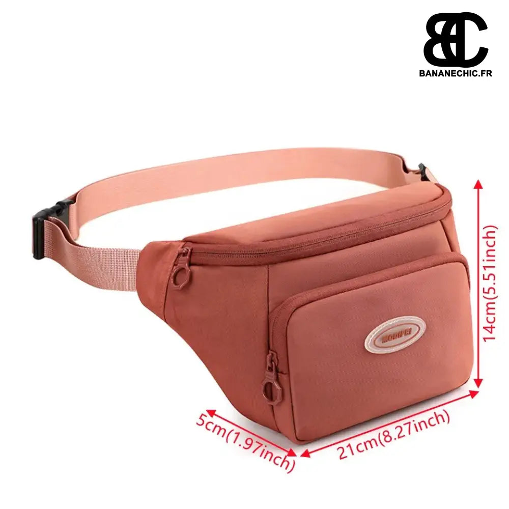 Sac banane marron géométrique cuir - banane - Banane Chic ™