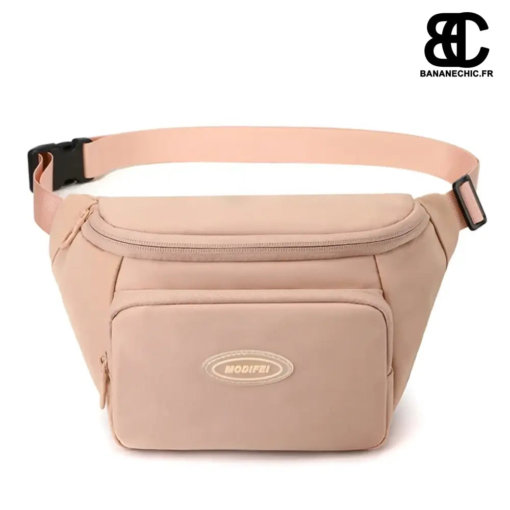 Sac banane marron géométrique cuir - Pink - banane - Banane