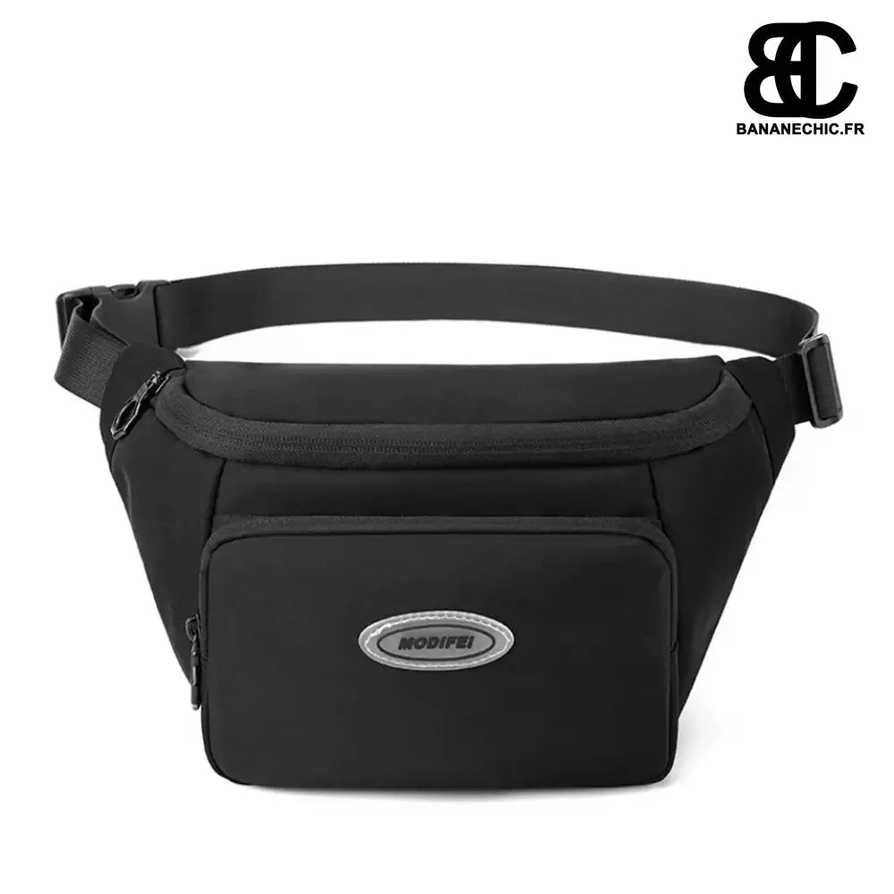 Sac banane marron géométrique cuir - Black - banane - Banane