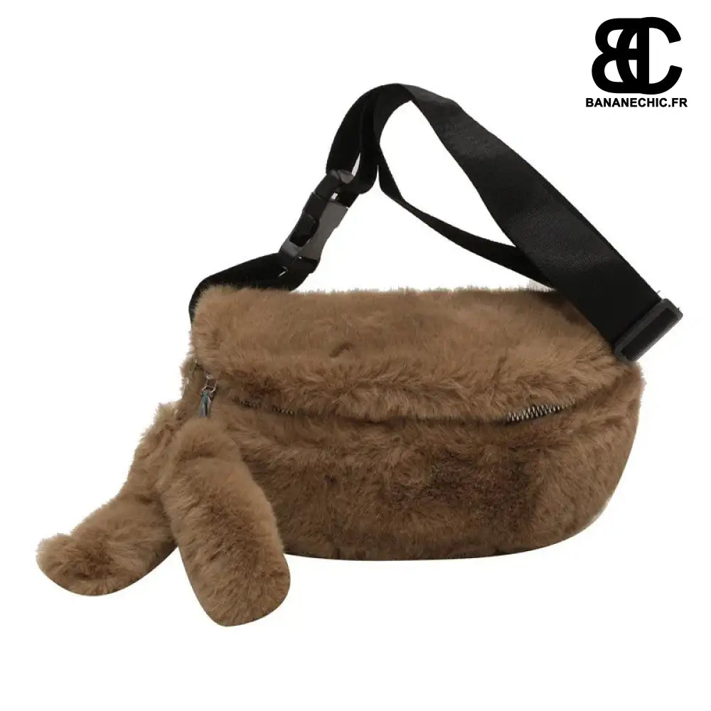 Sac banane moumoute hiver aux poils doux - Marron - banane -