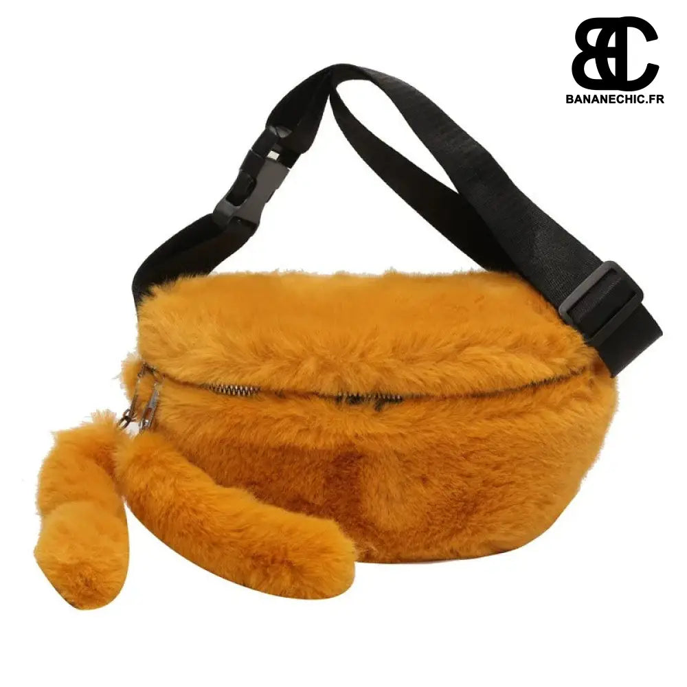 Sac banane moumoute hiver aux poils doux - Jaune - banane -