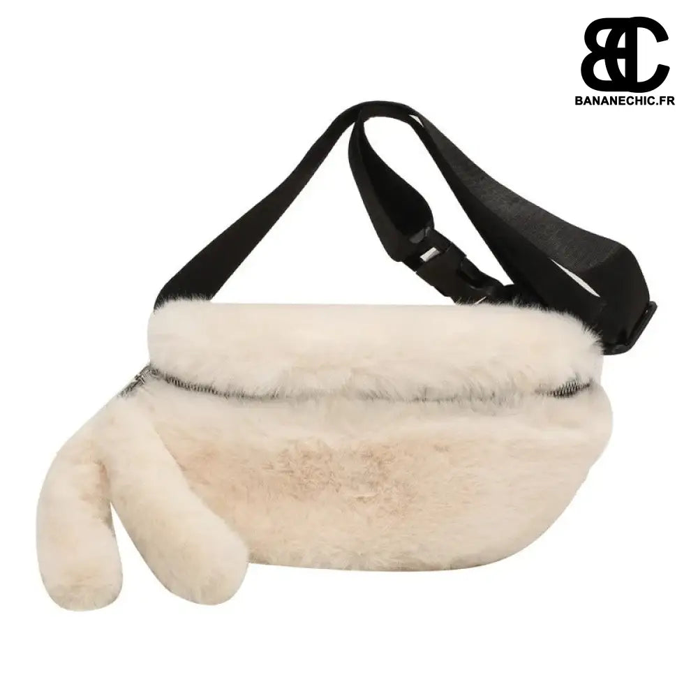 Sac banane moumoute hiver aux poils doux - Beige - banane -
