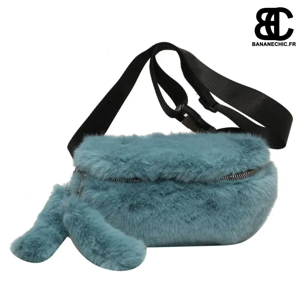 Sac banane moumoute hiver aux poils doux - Bleu - banane -