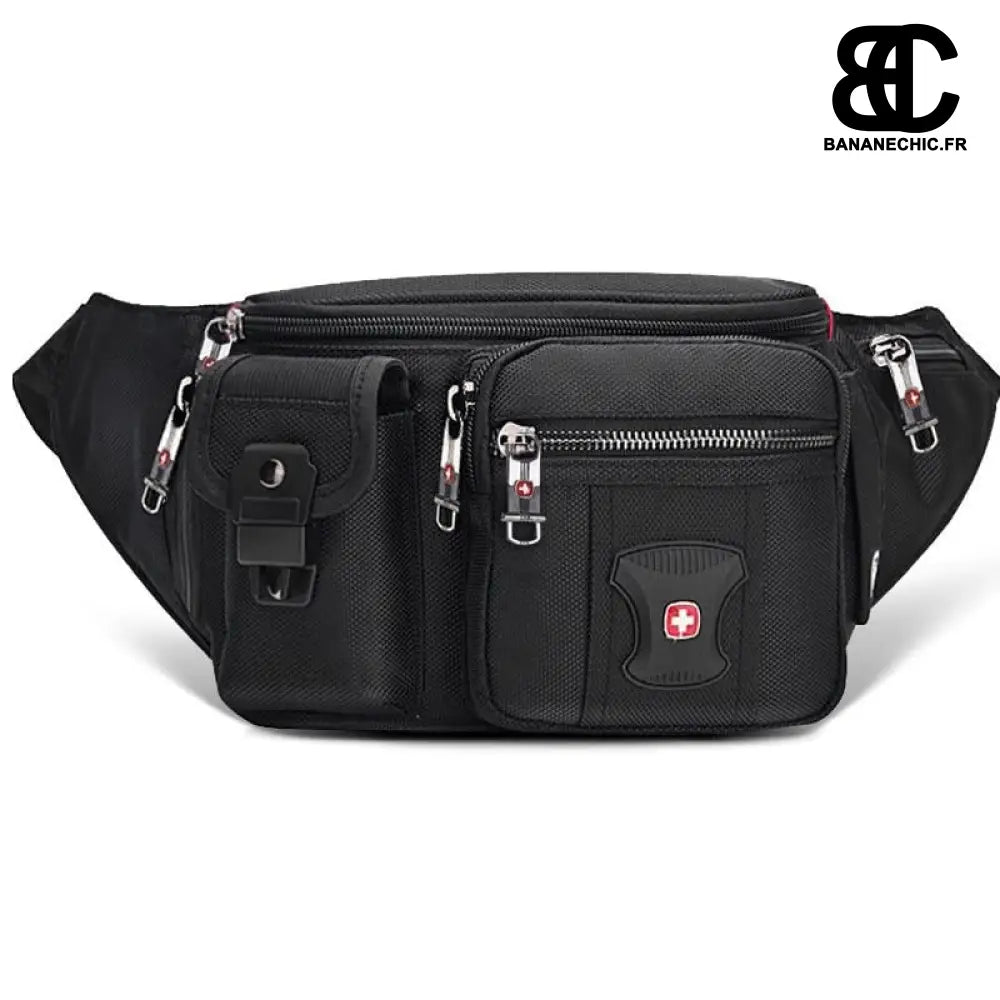 Sac Banane Multipoches Pratique et Stylish - Noir - Banane -