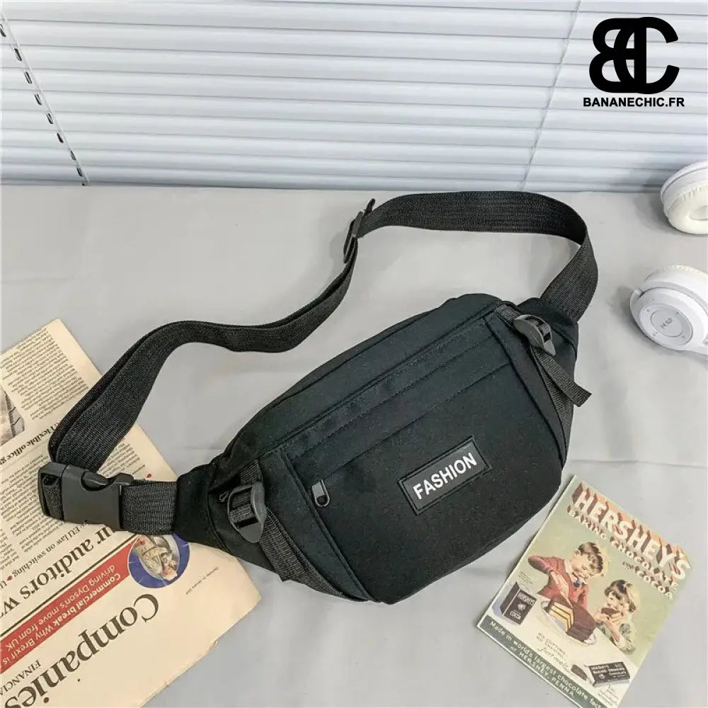 Sac banane noir en bandoulière - Black - banane - Banane