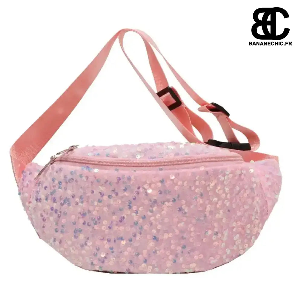 Sac Banane Paillettes Mode Glamour - Rose - Sac Banane -