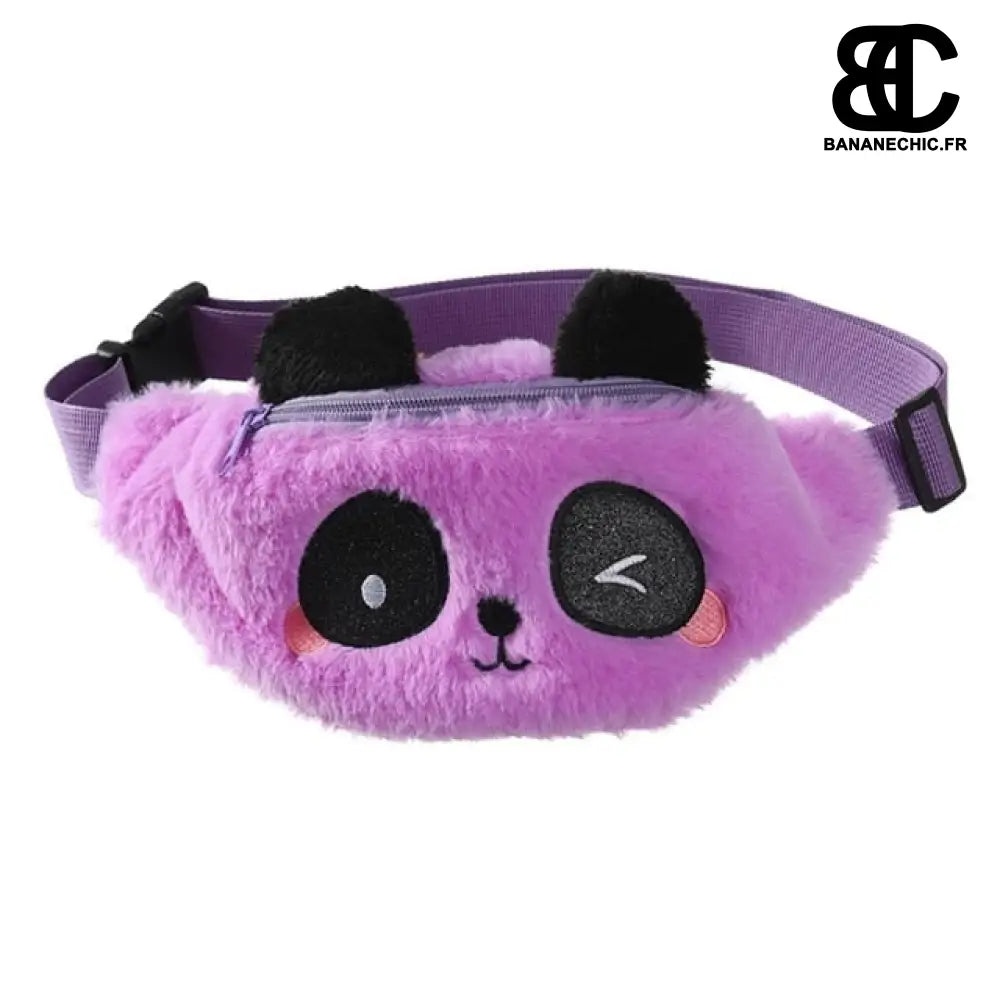 Sac banane panda en fourrure fantaisie - Violet - Banane -