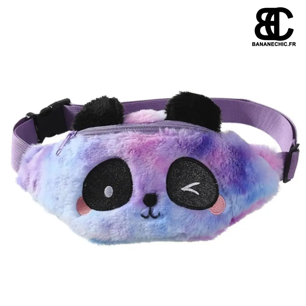 Sac banane panda en fourrure fantaisie - Bleu - Banane -