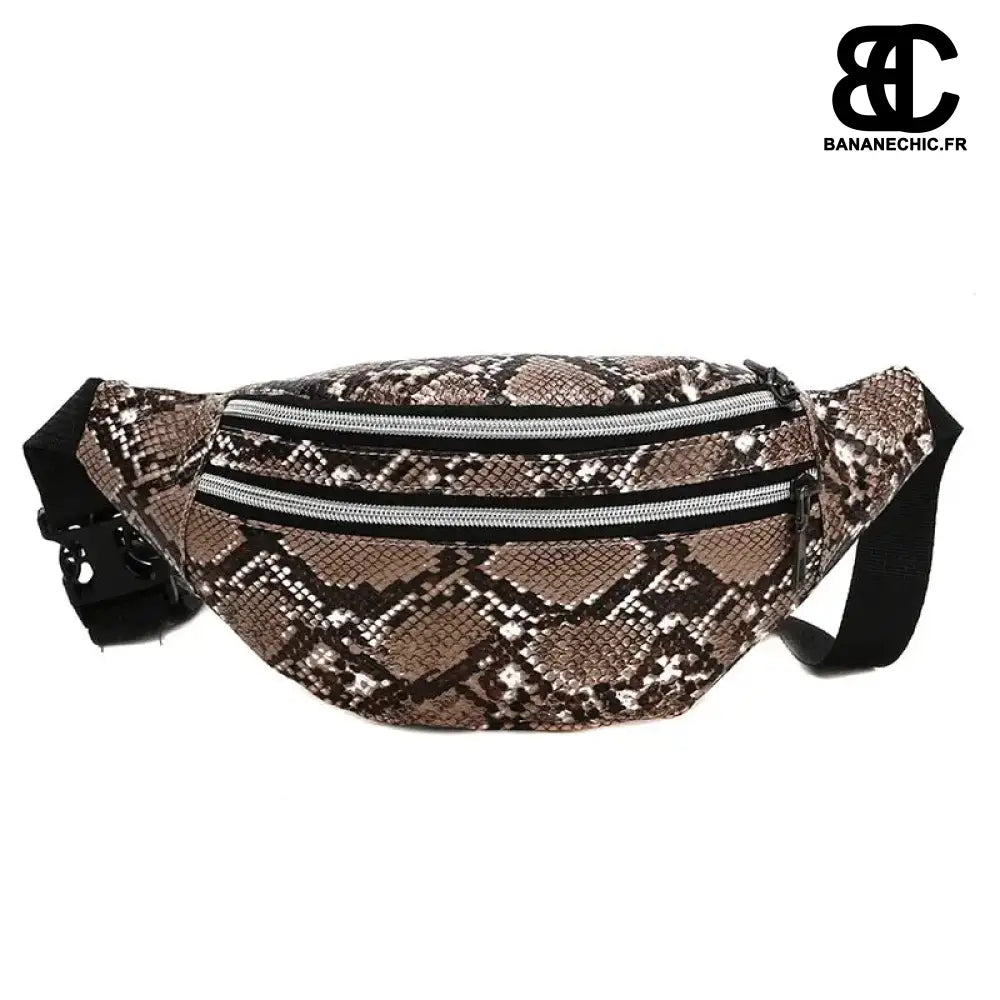Sac Banane Python Noir - Marron - Sac Banane - Banane Chic ™