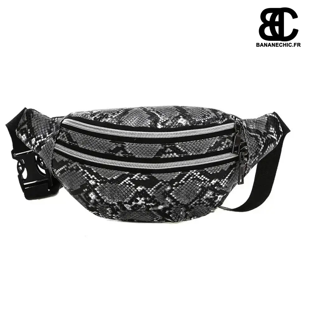 Sac Banane Python Noir - Gris - Sac Banane - Banane Chic ™