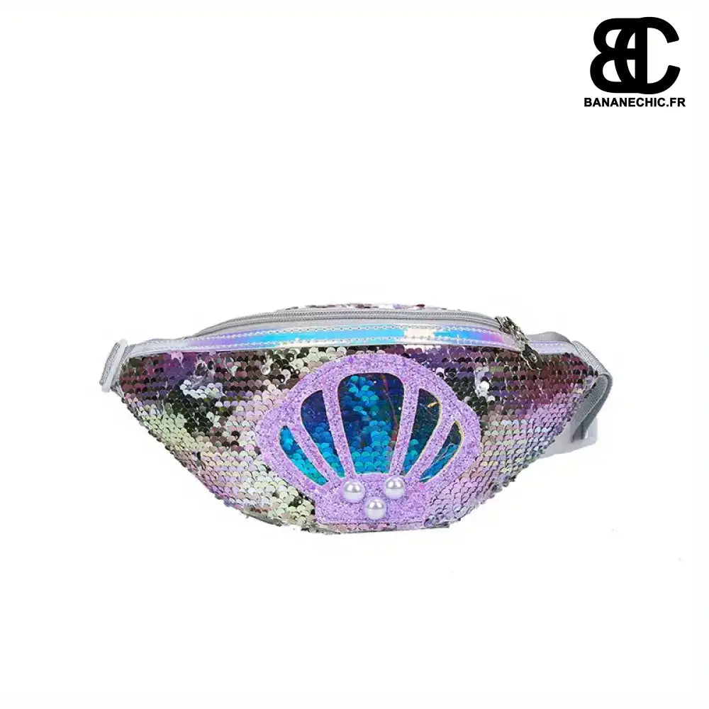 Sac banane rose paillette coquillage. - Argent - banane -