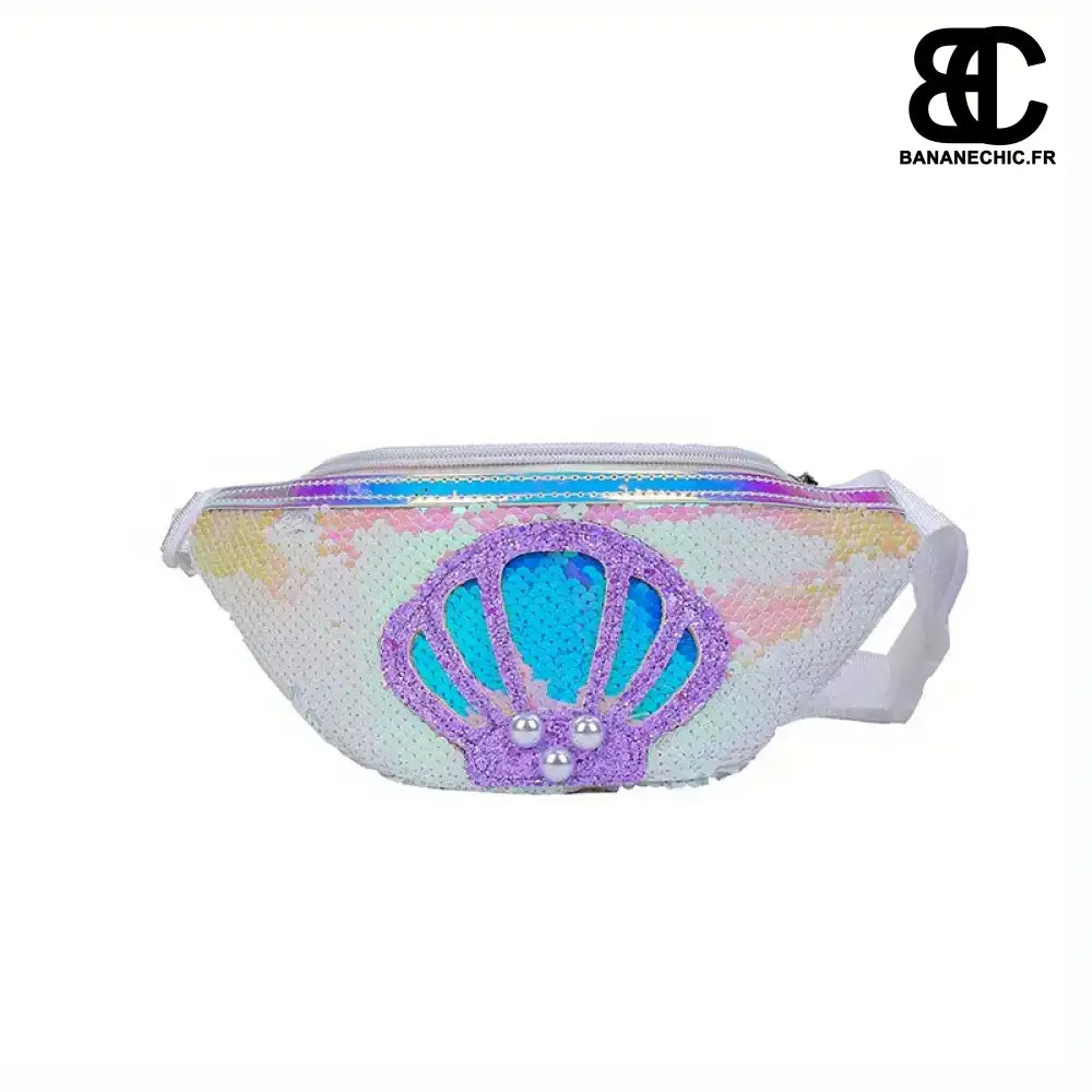 Sac banane rose paillette coquillage. - Blanc - banane -