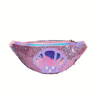 Sac banane rose paillette coquillage.