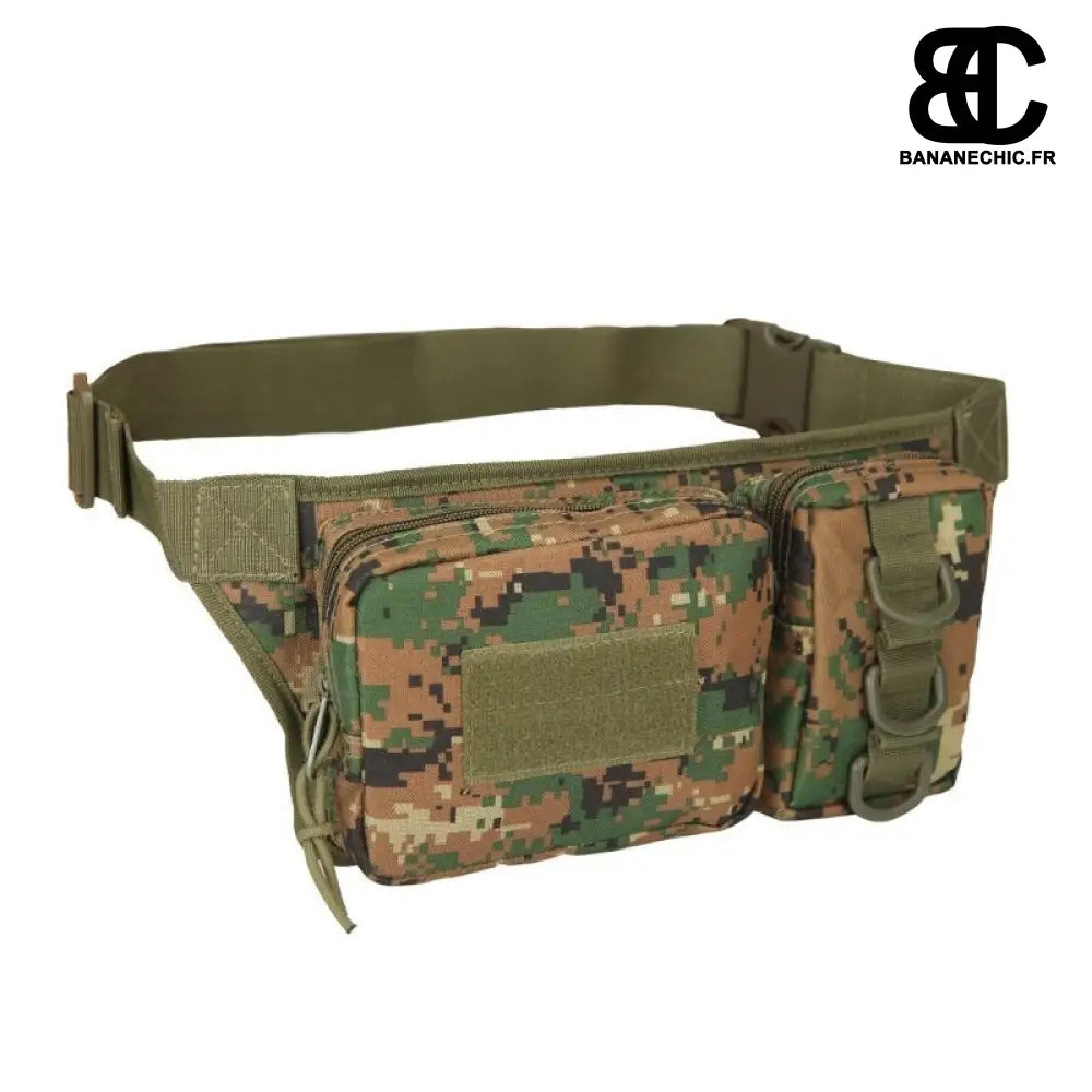 Sac banane tactique militaire multipoches - Camouflage vert