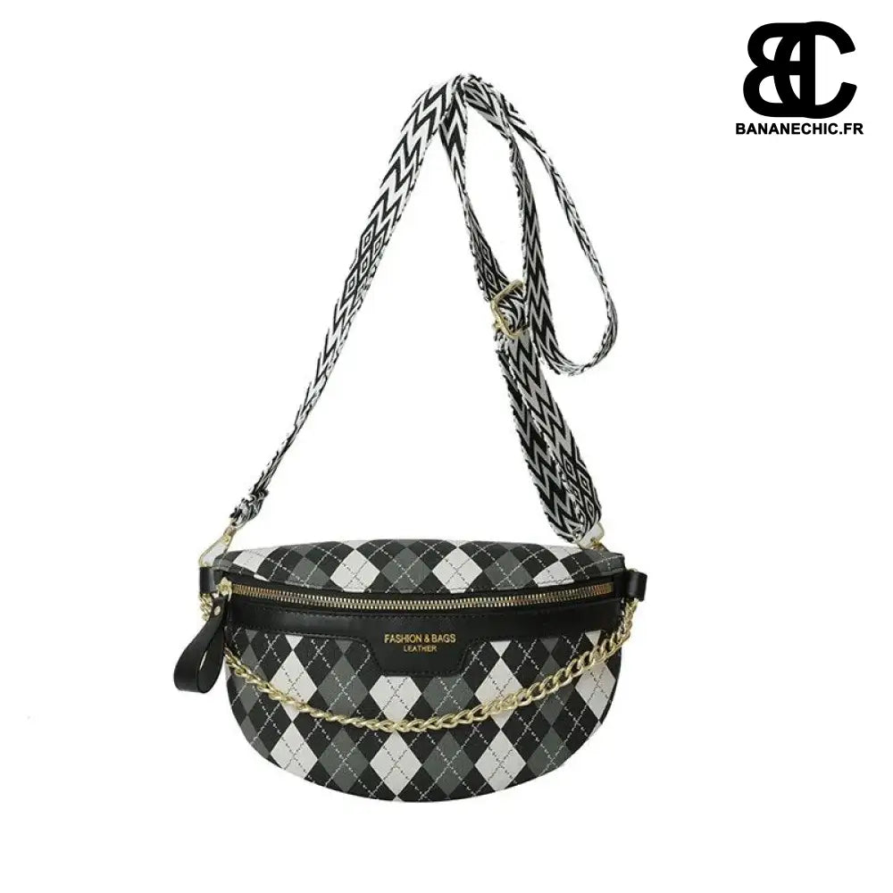 Sac banane vintage damier chic - Noir - banane - Banane Chic