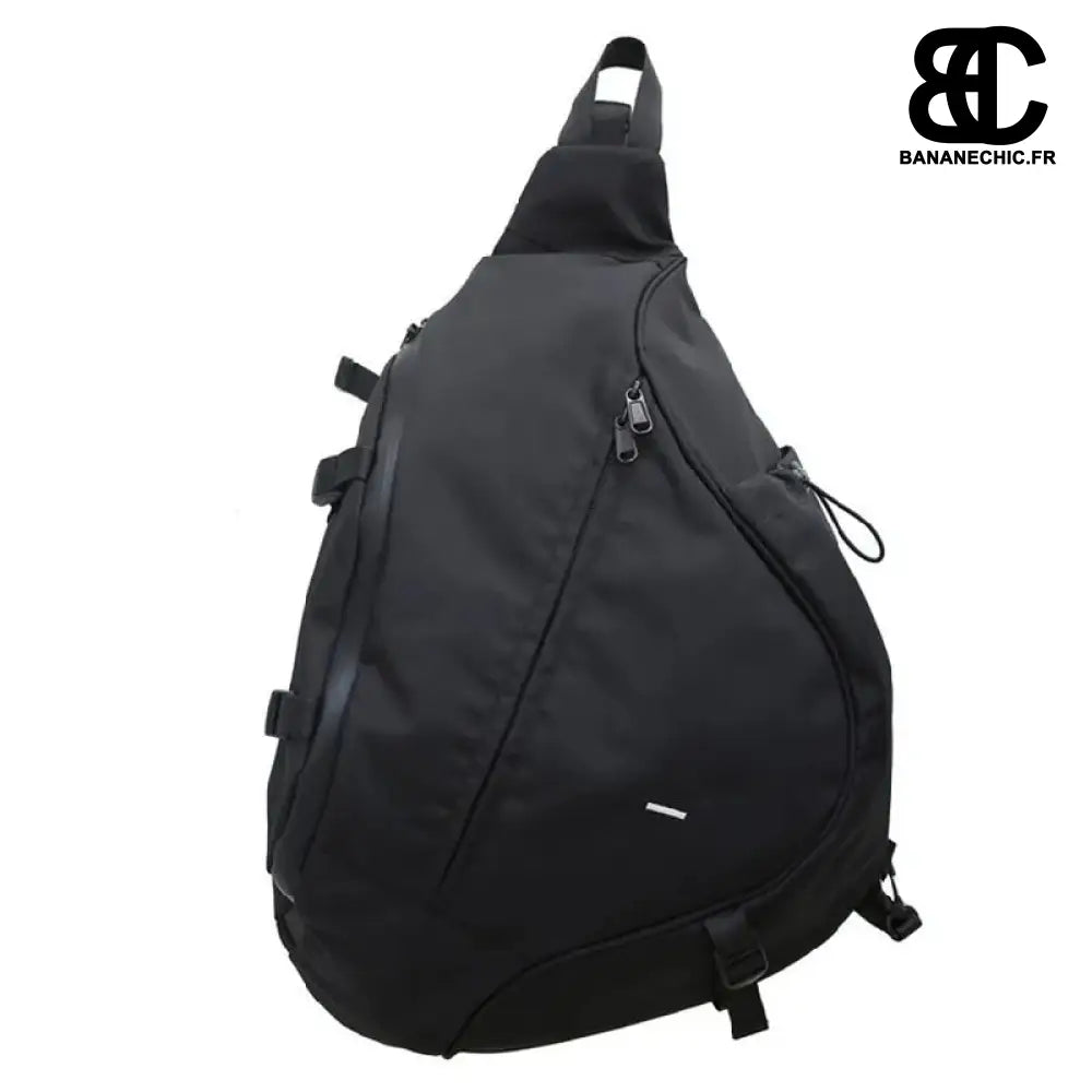 Sac bandoulière banane oversize en cuir noir - Black /