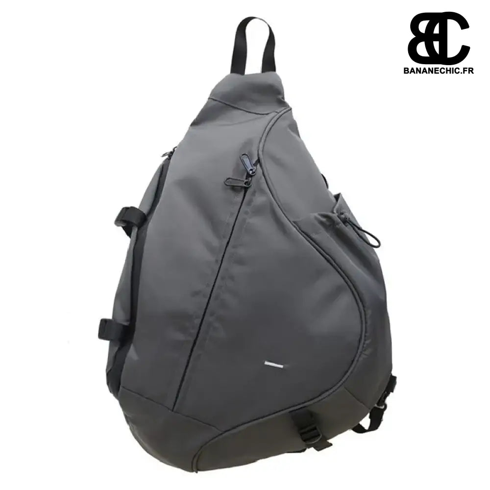 Sac bandoulière banane oversize en cuir noir - Gray /