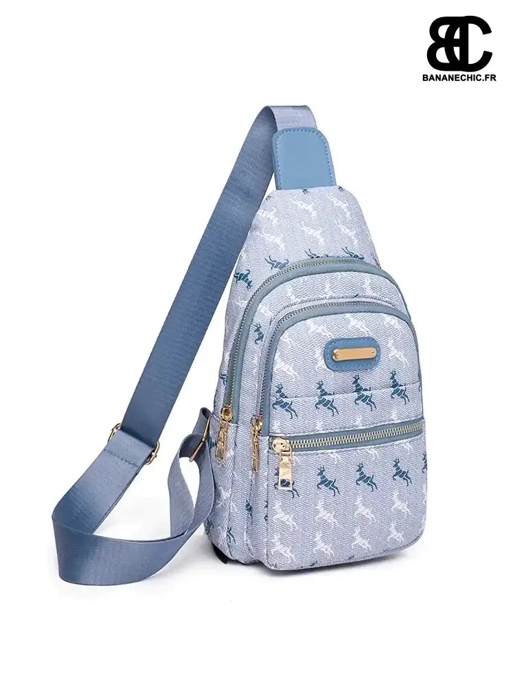 Sac bandoulière bleu fille en cuir - Bleu - banane - Banane