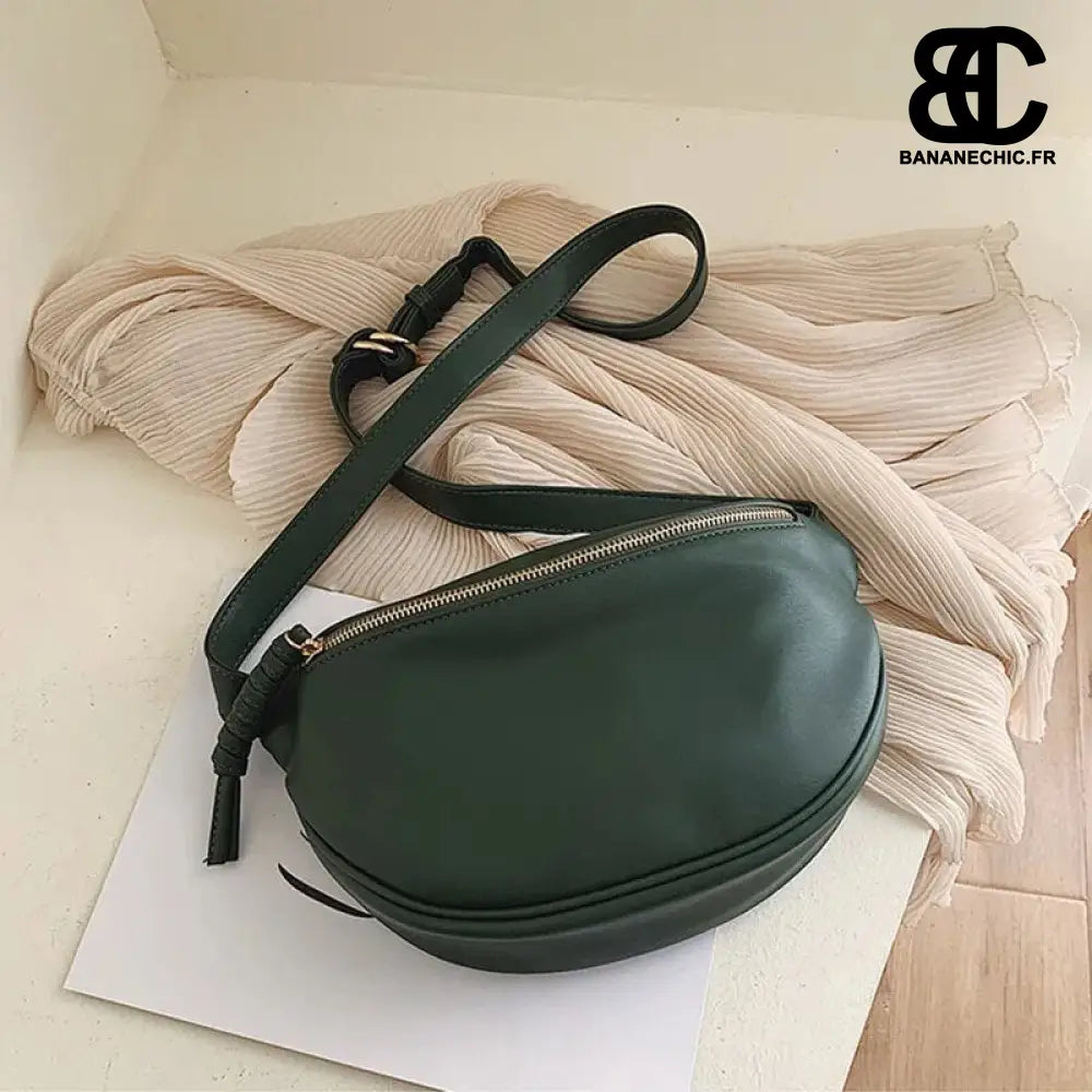 Sac bandoulière cuir oversize noir - A green Waist pack -