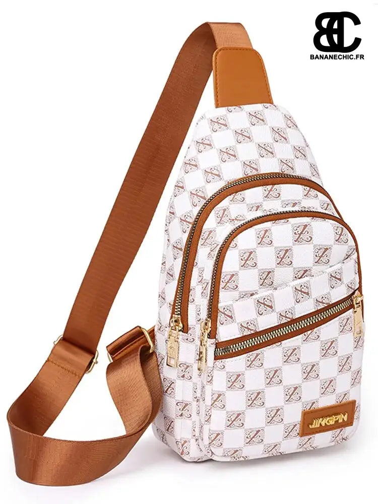 Sac bandoulière damier blanc étanche - Auburn - banane -