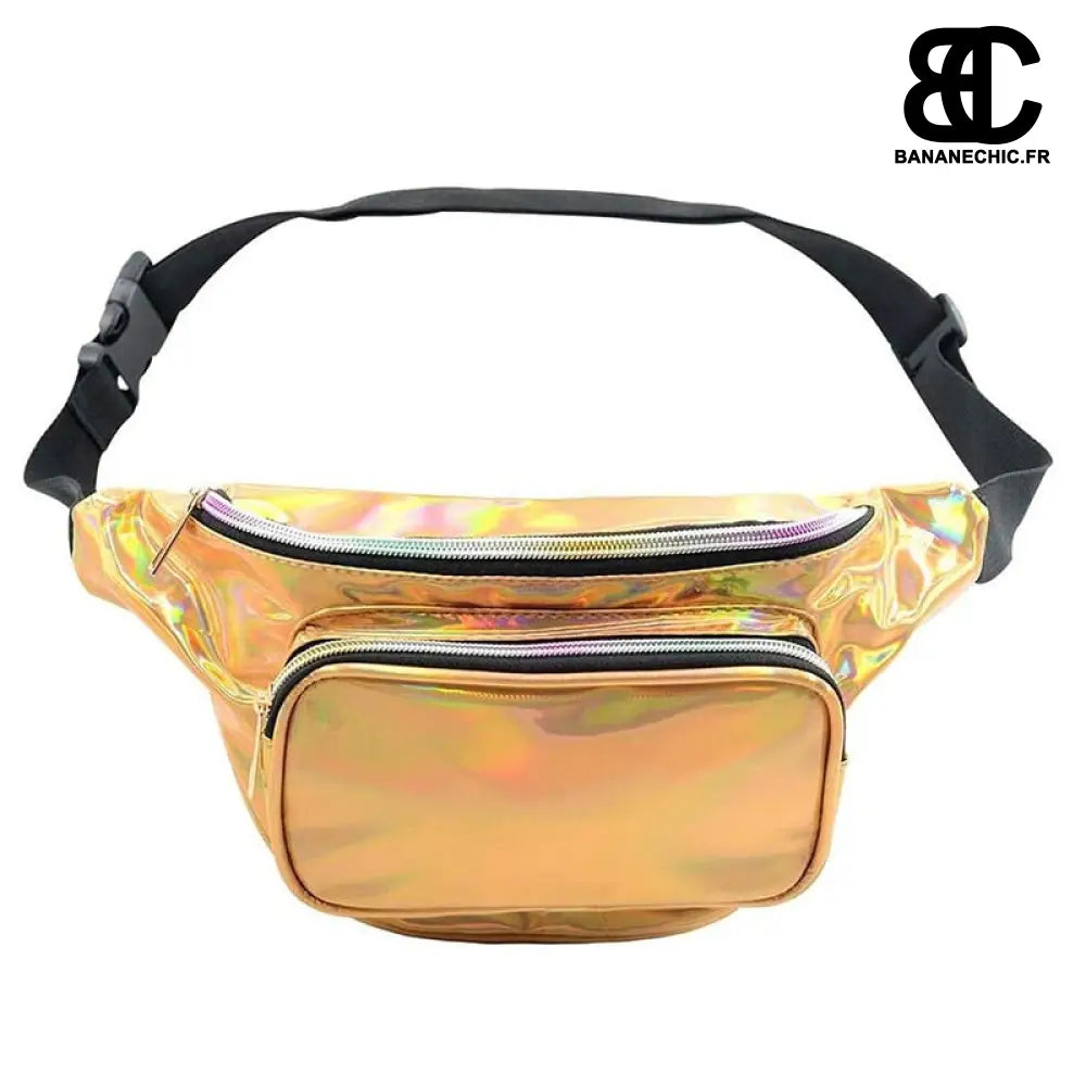 Sac bandoulière holographique brillant - Champagne - Banane