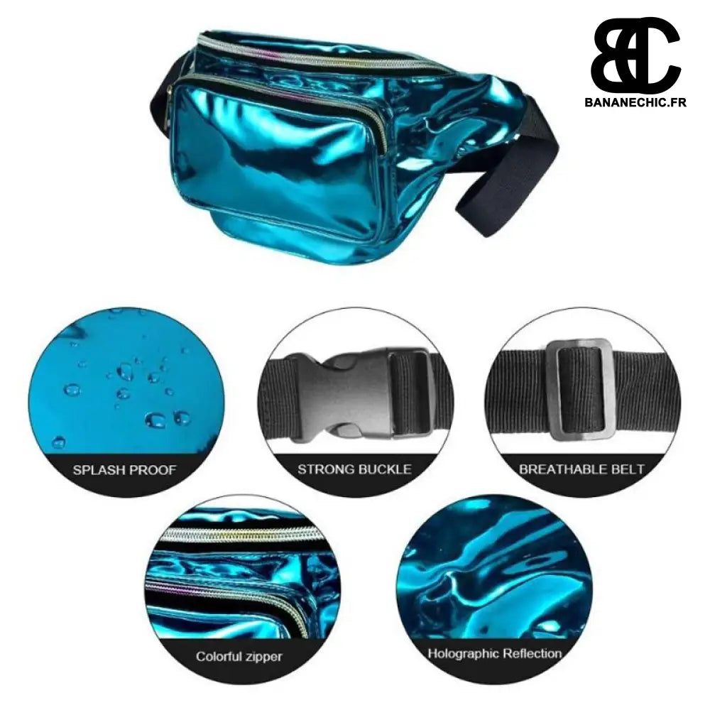 Sac bandoulière holographique brillant - Banane - Banane