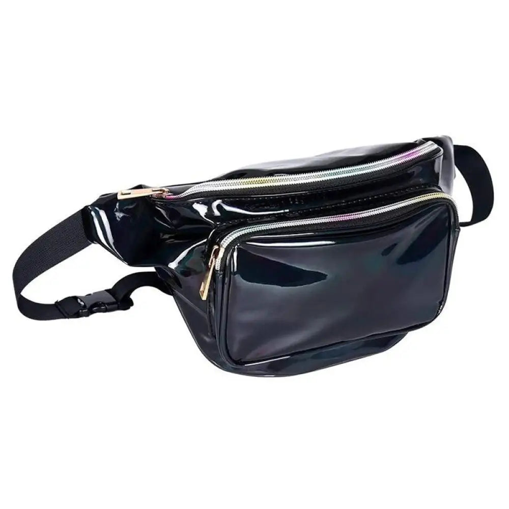 Sac bandoulière holographique brillant - Noir - Banane -