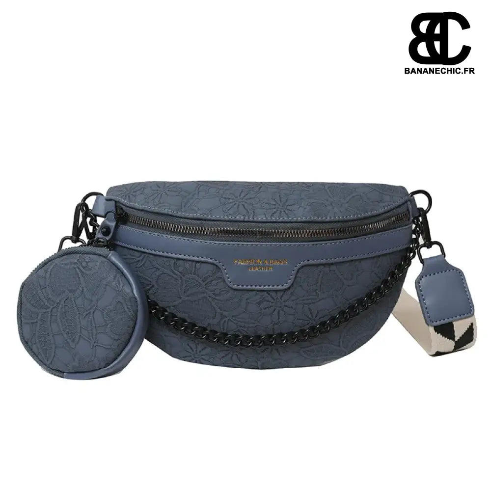 Sac bandoulière kaki relief - style tendance - Bleu - banane