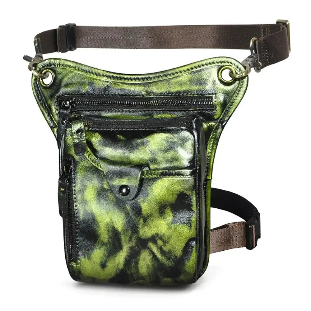 Sac cuir moto vert original jambe - Vert - banane - Banane