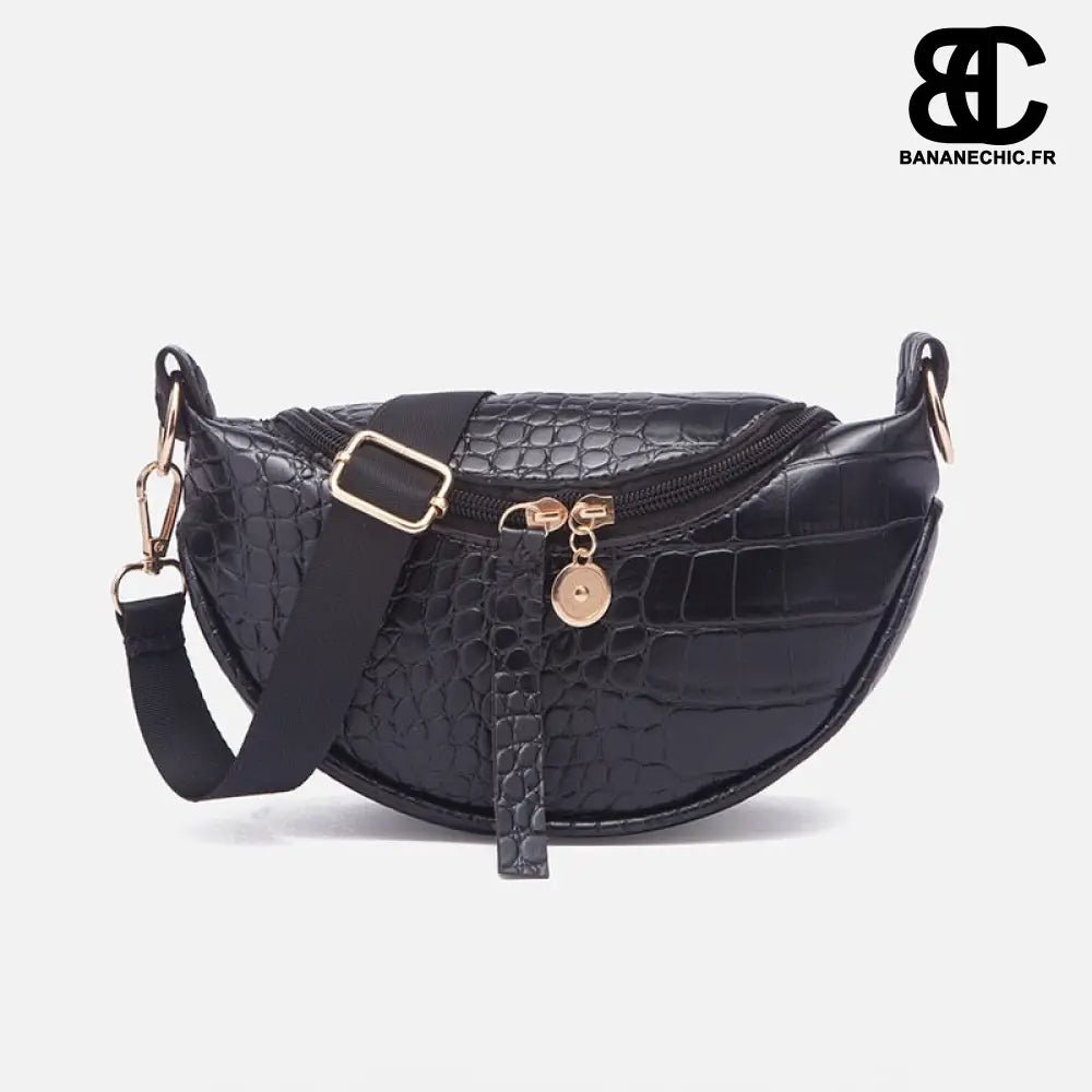 Sacoche banane en cuir chic femme - Black - Banane - Banane