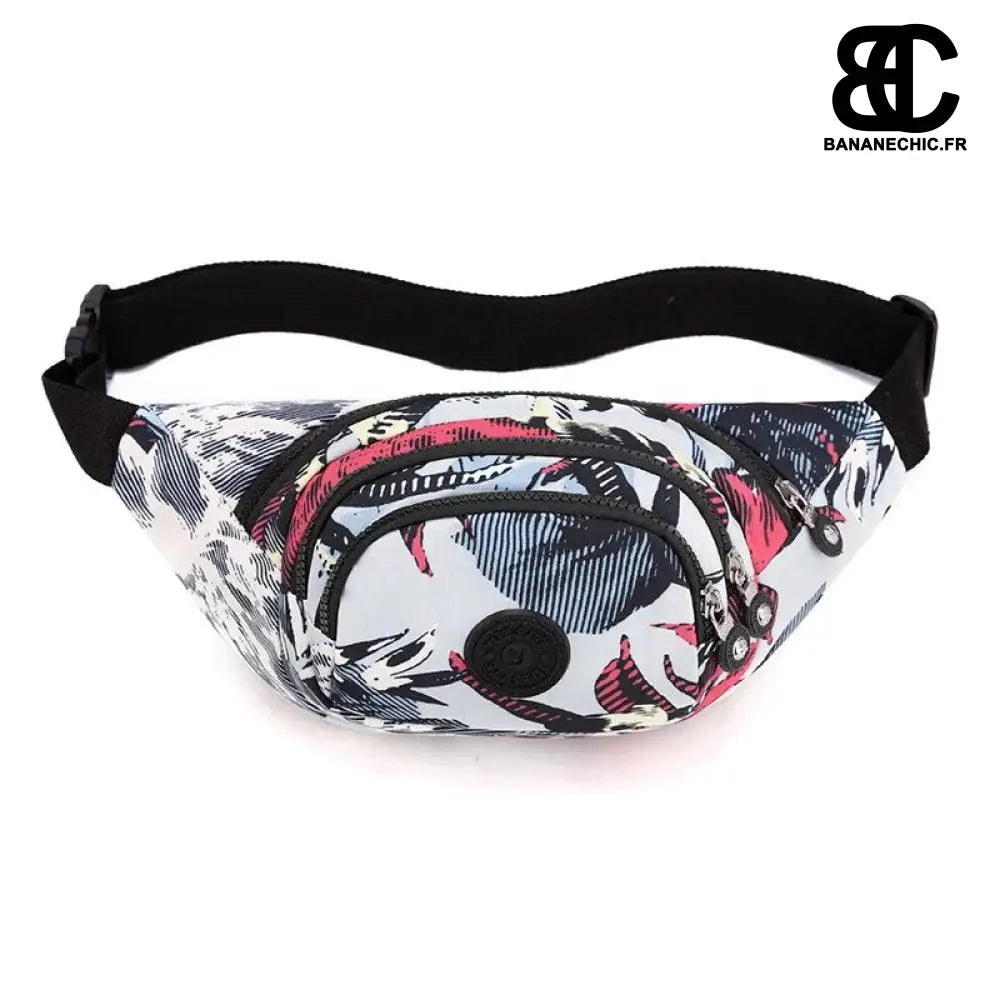 Sacoche Banane Imprimé Rétro Rose - Blanc - banane - Banane