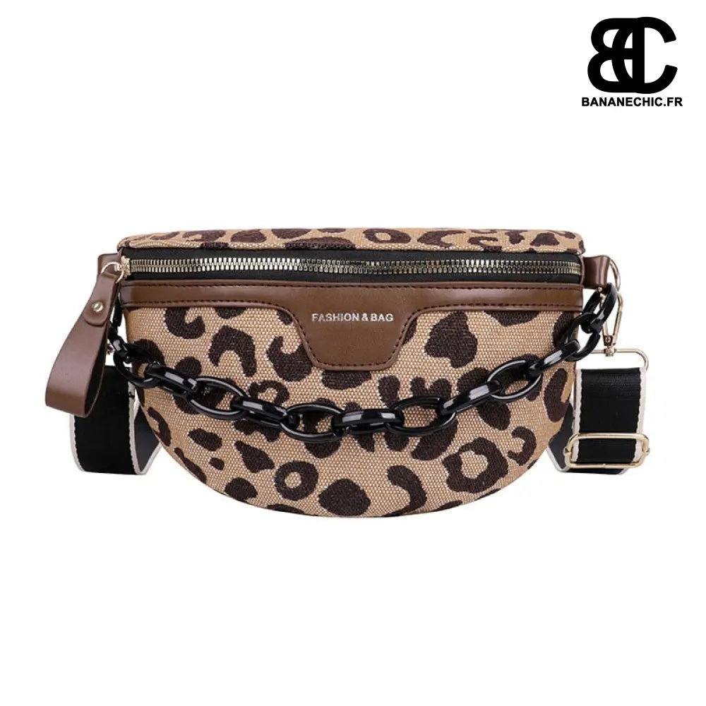 Sacoche banane motif panthère femme - Marron - banane -